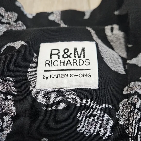 R & M Richards Karen Kwong Vintage 2 Piece Formal Dress Silver Black Women's - Picture 13 of 15